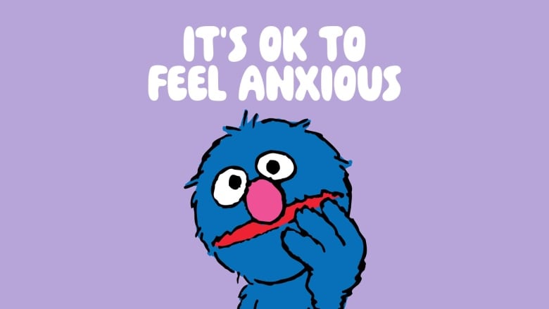 A blue puppet. Text says it's ok to feel anxious