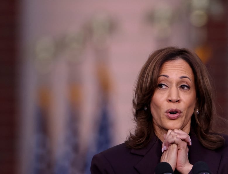 Harris seen speaking