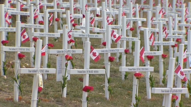 Calgary's Field of Crosses memorial, along Memorial Drive, is hosting ceremonies each day from the start of November until Memorial Day, this year.