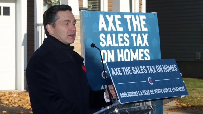 Conservative Leader Pierre Poilievre speaks at a press conference in Ottawa on Monday, Oct. 28, 2024.