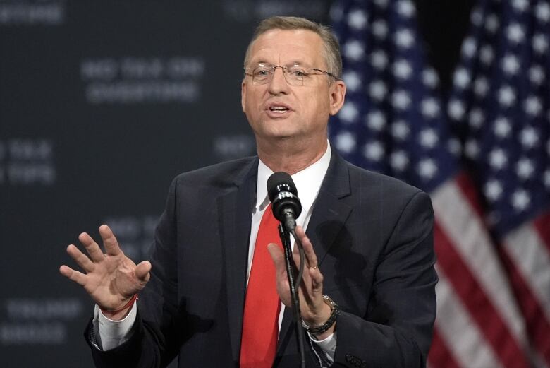 Former Republican Rep. Doug Collins speaks at a campaign event for Donald Trump in Atlanta on Oct. 15, 2024.