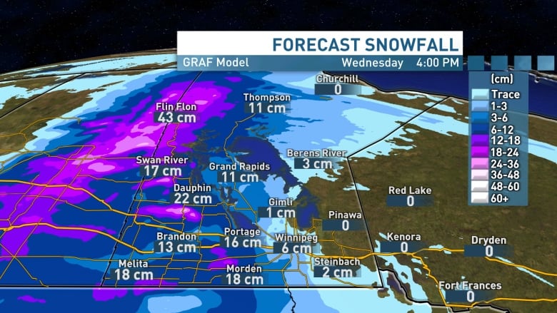 A colourful weather map.