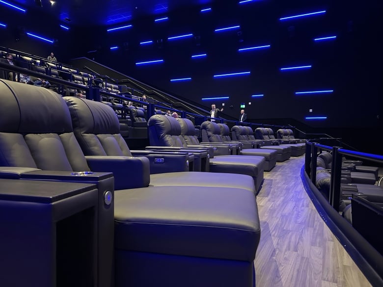 A lounge-style movie theatre seat.